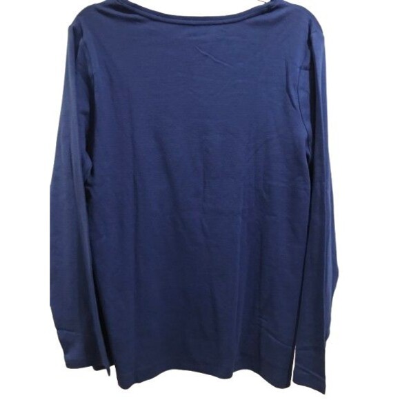 Women's XXL Classic T-Shirt Croft & Barrow Cotton Long Sleeve Crew Neck Blue - Picture 2 of 2